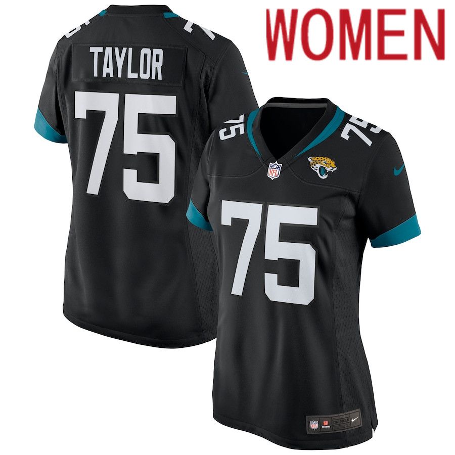 Women Jacksonville Jaguars #75 Jawaan Taylor Nike Black Game NFL Jersey->women nfl jersey->Women Jersey